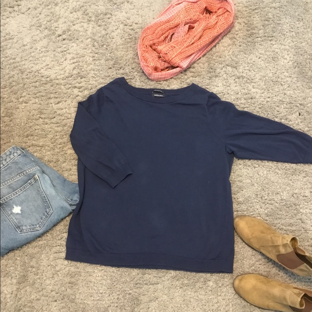 LANDS’ END navy sweater. Super cute and comfy!